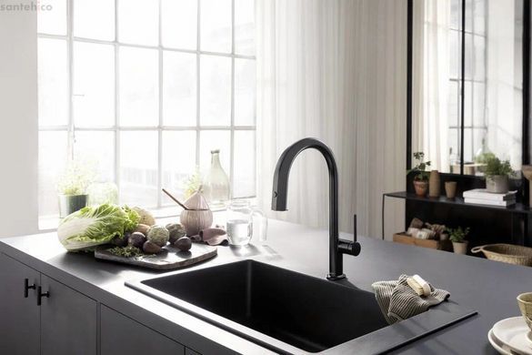 Змішувач для кухні Hansgrohe Aqittura M91 FilterSystem 210 сатин 76803800 під фільтровану воду