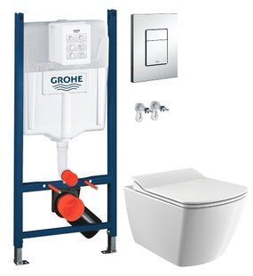 Інсталяція Grohe Rapid SL 38772001 3 в 1 + Унітаз підвісний Creavit Elegant Rim-Off EG321-11CB00E-0000 з сидінням Soft Close