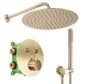 Душовий гарнітур REA LUNGO MILER + BOX L.GOLD MATT золотий матовий з термостатом REA-P6716