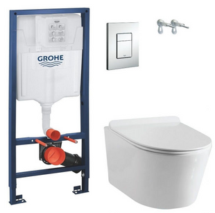 Инсталляция Grohe Rapid SL 38772001 4 в 1 + Унитаз подвесной ASIGNATURA Simple Bend 37832805 с сиденьем Soft Close