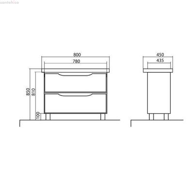Тумба Аква Родос Венеція підлогова 80 см Біла з умивальником Frame АР0002784