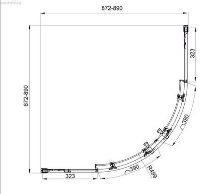 Душова кабіна Koller Pool Line Arc 90х90 (Профіль - хром, скло - grape) 1440652304