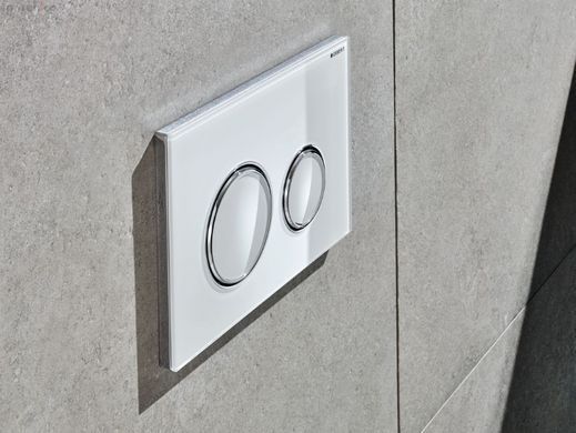 Смывная клавиша Geberit Sigma 21 (стекло белое/корпус и декор. кольца хром) 115.884.SI.1