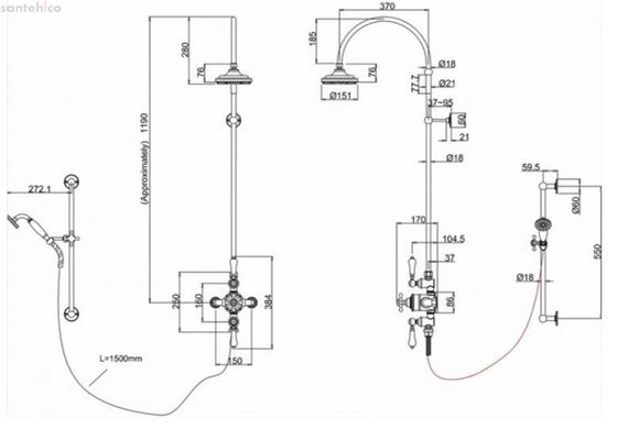 Термостатическая душевая система Burlington H12-CL