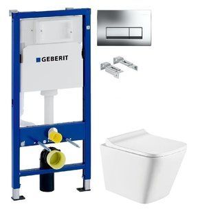 Инсталляция Geberit Duofix 458.103.00.1 с клавишей Delta50 хром глянцевый + Унитаз подвесной Koller Pool Trend Tornado 3.0 TR-0490-RQ3 с сиденьем Soft Close