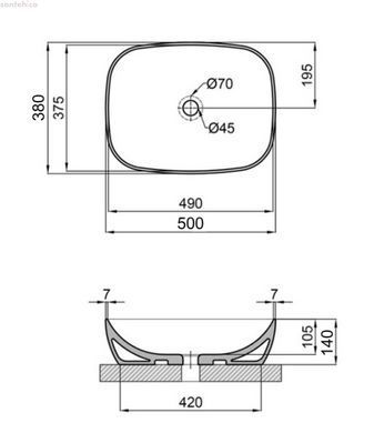 Раковина накладна Qtap Cardinal 50 см QT04116302W
