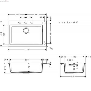 Мойка для кухни встраиваемая Hansgrohe S51 S510-F660 SilicaTec черный графит 2024005K со смесителем