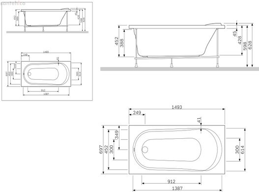 Панель фронтальная для ванной 150х70 W72A-150-070W-P2