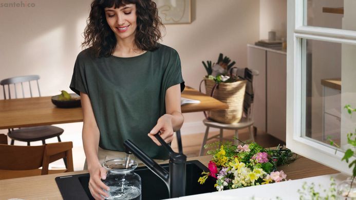 Змішувач для кухні Hansgrohe Zesis M33 чорний матовий 74804670 з витяжним душем