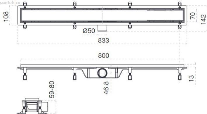 Душевой канал Koller Pool Aqua 80 см AQLMB0800 с решёткой Line