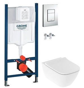 Установка Grohe Rapid SL 38772001 4 в 1 + Унітаз підвісний Geberit Smyle Square 500.683.00.2 з сидінням Soft Close