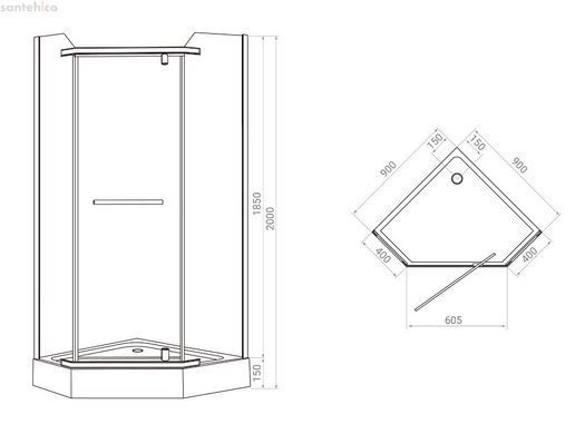 Душова кабіна Rozzy Jenori Duct N 90х90 (Профіль - хром, скло - прозоре) 90RZ079N