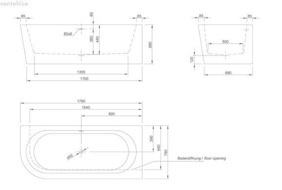 Ванна акрилова Knief Wall CL 180x80 білий глянцевий 0100-277L
