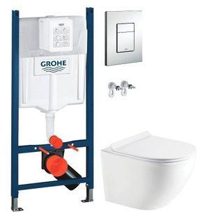 Інсталяція Grohe Rapid SL 38772001 3 в 1 + Унітаз підвісний Koller Pool Round Smart Tornado 3.0 RN-0490-RQ3 з сидінням Soft Close