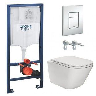 Инсталляция Grohe Rapid SL 38775001 комплект 4 в 1 + Унитаз подвесной Roca Gap Clean Rim с сидением Soft Close Slim A34H470000