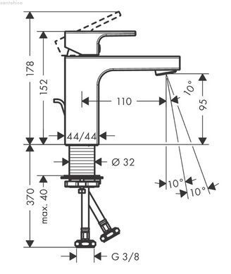Смеситель для раковины Hansgrohe Vernis Shape 100 CoolStart хром 71594000 с донным клапаном