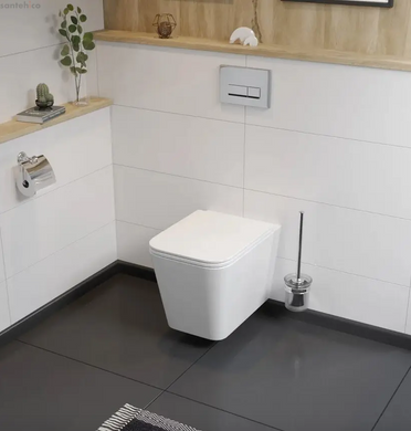 Інсталяція Geberit Duofix 458.103.00.1 з клавішею Delta30 хром глянсовий + Унітаз підвісний Koller Pool Kvadro KR-0530-RW із сидінням Soft Close
