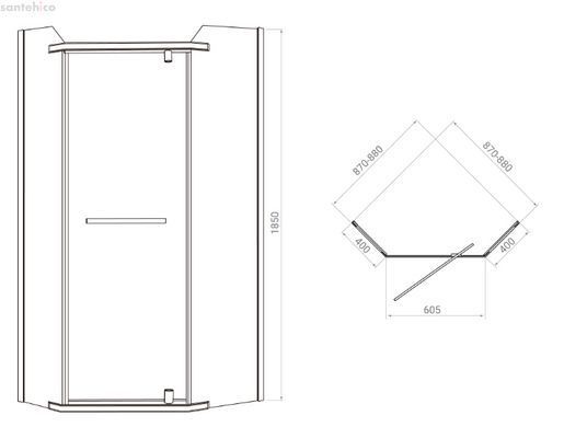 Душова кабіна Rozzy Jenori Duct N 90х90 (Профіль - хром, скло - прозоре) 90RZ079N(1)