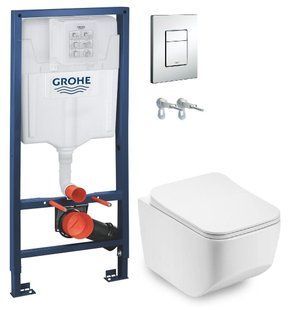 Инсталлиция Grohe Rapid SL 38772001 3 в 1 + Унитаз подвесной Dusel Luner DWHT10201530R с сиденьем Soft Close