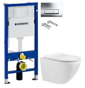 Инсталляция Geberit Duofix 458.103.00.1 с клавишей Delta50 хром глянцевый + Унитаз подвесной Volle Amadeus M 13-06-055M с сидением Soft Close
