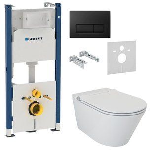 Инсталляция Geberit Duofix 3 В 1 458.126.00.1 с клавишей Geberit Delta50 115.119.DW.1 + Унитаз-биде подвесной Volle Nemo Rimless с электронным управлением 13-17-777
