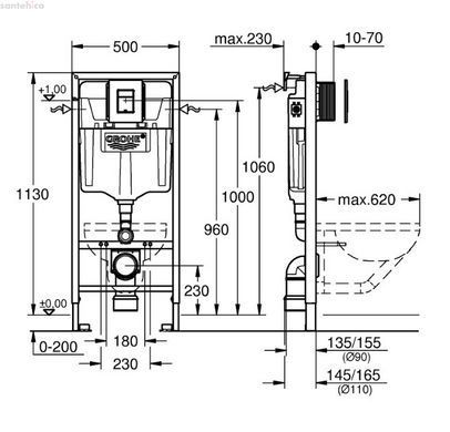 Інсталяція Grohe Solido 3 в 1 з чорною матовою клавішою 388112430 + Унітаз підвісний Koller Pool Trend Tornado 3.0 TR-0490-RQ3 із сидінням Soft Close