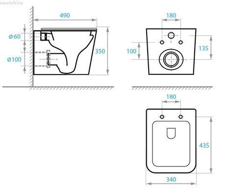Інсталяція Grohe Solido 3 в 1 з чорною матовою клавішою 388112430 + Унітаз підвісний Koller Pool Trend Tornado 3.0 TR-0490-RQ3 із сидінням Soft Close