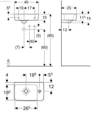 Раковина подвесной Geberit Selnova Compact 40 см 501.517.00.7