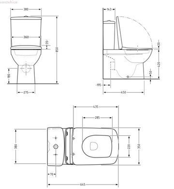 Унитаз напольный Qtap Crow Ultra Quiet QTCRO27W51028 с бачком и сиденьям Soft Close