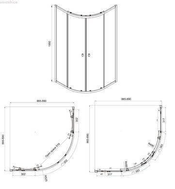 Душова кабіна Koller Pool Line Arc 90х90 (Профіль - хром, скло - прозоре) 1440652203 + Душова система Koller Pool Line Pro хром 1138360305