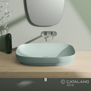 Раковина для ванної настільна або напіввбудована Catalano Green LUX 75х40 см зелений матовий 175AGRLXVS