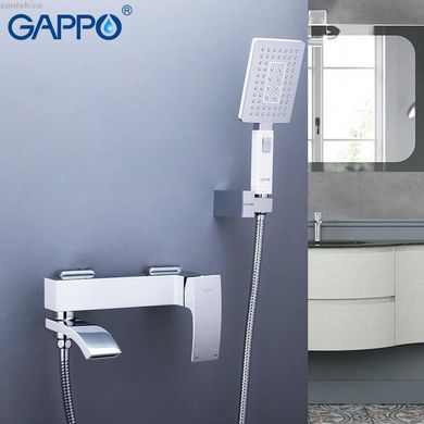 Змішувач для ванни GAPPO G3207-8, білий/хром