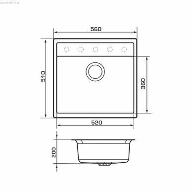 Мийка LERIDA white (560*510mm.) 405