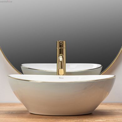 Умывальник (раковина) REA SOFIA GOLD EDGE накладной REA-U3287