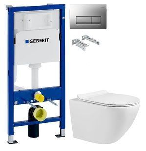 Инсталляция Geberit Duofix 458.103.00.1 с клавишей Delta50 хром матовый + Унитаз подвесной Volle Amadeus M 13-06-055M с сидением Soft Close