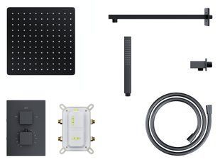 Душевой гарнитур скрытого монтажа Corsan ADOUR BLACK + BOX черный с термостатом Z01TBL