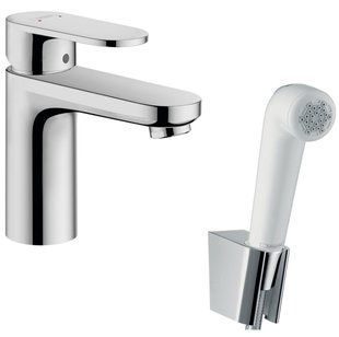 Смеситель для умывальника c гигиенической лейкой Hansgrohe Vernis Blend 100 хром 71215000