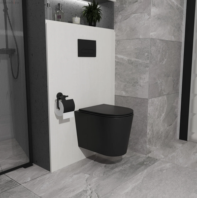 Інсталяція Grohe Solido 3 в 1 з чорною матовою ручкою 388112430 + підвісний унітаз Koller Pool Orion чорний матовий 1820550698 із сидінням Soft Close