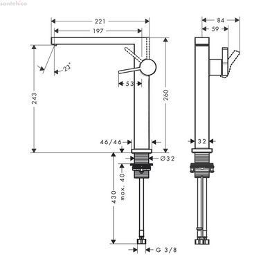Смеситель для раковины Hansgrohe Tecturis E CoolStart EcoSmart+ шлифованная бронза 73070140