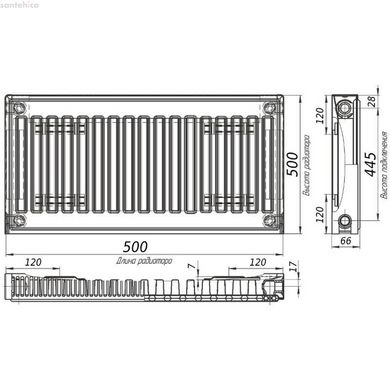 Радиатор стальной панельный KALITE 11 сторона 500х50022284
