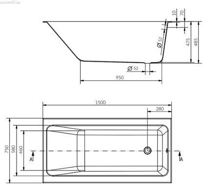 Ванна акрилова Cersanit Crea 150x75 S301-233