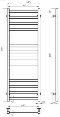 Полотенесушитель электрическая Deffi Avast 400x1200 черный матовый B.AV.120.40.12.E.B.L.2 левый