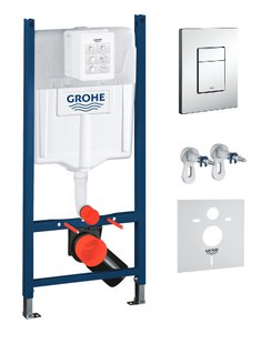 Инсталляция Grohe Rapid SL 3884000G с клавишей смыва хром глянцевый