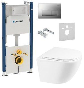 Инсталляция Geberit Duofix 458.178.46.1 4 в 1 + Унитаз подвесной Q-tap Robin Rimless QT1333046ER W с сиденьем Slim Soft-close