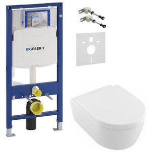Инсталляция Geberit Duofix 111.300.00.5 3 в 1 + Унитаз подвесной Villeroy&Boch Vento 5656HR01 с сиденьем Soft Close