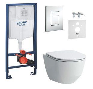 Инсталляция Grohe Rapid SL 38772001 4 в 1 + Унитаз подвесной Laufen Pro Rimless H8669570000001 с крышкой Slim Soft-Close