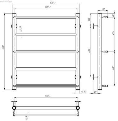 Рушникосушка електрична Deffi Ladder 500x600 чорна матова C.LK.60.50.5.E.B.R.1 права