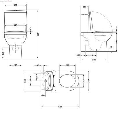 Унитаз напольный Qtap Stork Ultra Quiet QTSTO27W49260 с бачком и сиденьям Soft Close