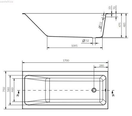 Ванна акрилова Cersanit Crea 160x75 S301-225