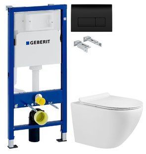Инсталляция Geberit Duofix 458.103.00.1 с клавишей Delta50 черный глянцевый + Унитаз подвесной Volle Amadeus M 13-06-055M с сидением Soft Close
